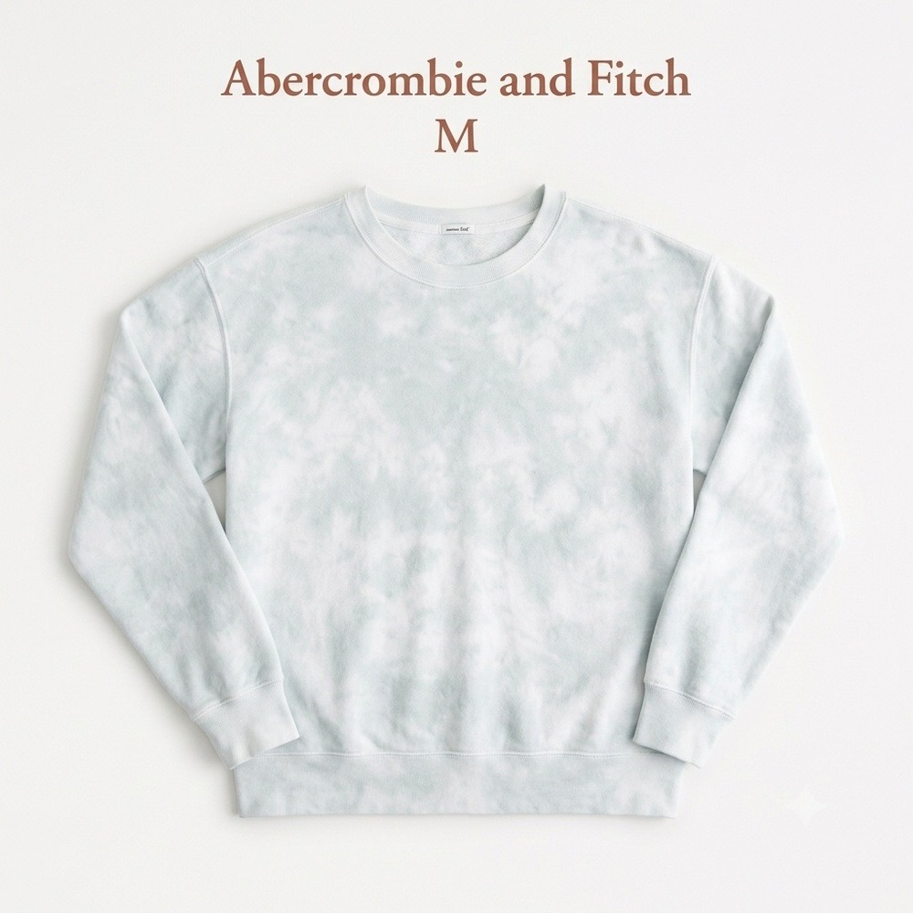 Abercrombie & Fitch Sweatshirt - Garment Dyed Cloud Tie Dye M Blue Gray
